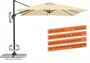 Schneider SET Ampelschirm Rhodos Junior 270x270cm + Ständer + Hülle, natur